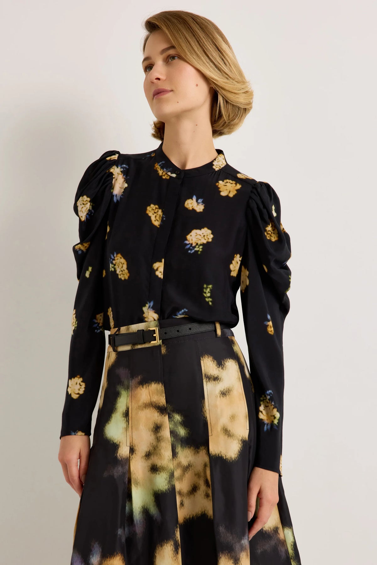 Tysen Blouse - Black Floral Printed Gigot