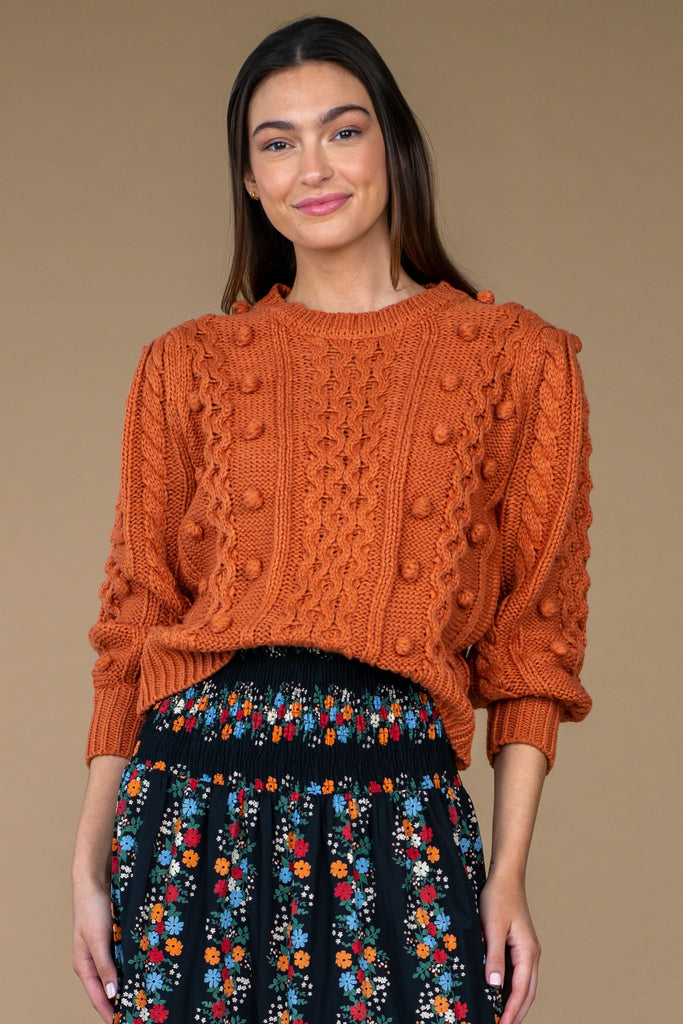 Poppy Bobble Knit Sweater in Maple