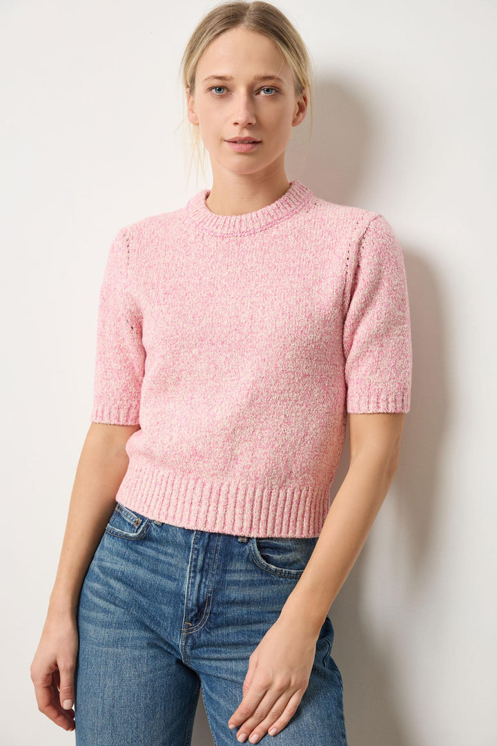Short Sleeve Marled Pullover - Rosebud Marl