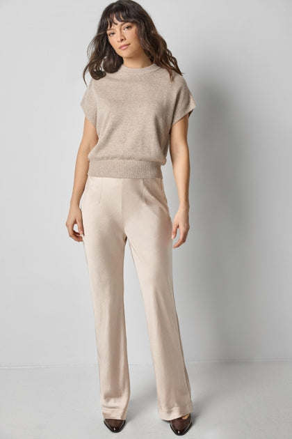 Banded Bottom Wedge Sweater-Wheat