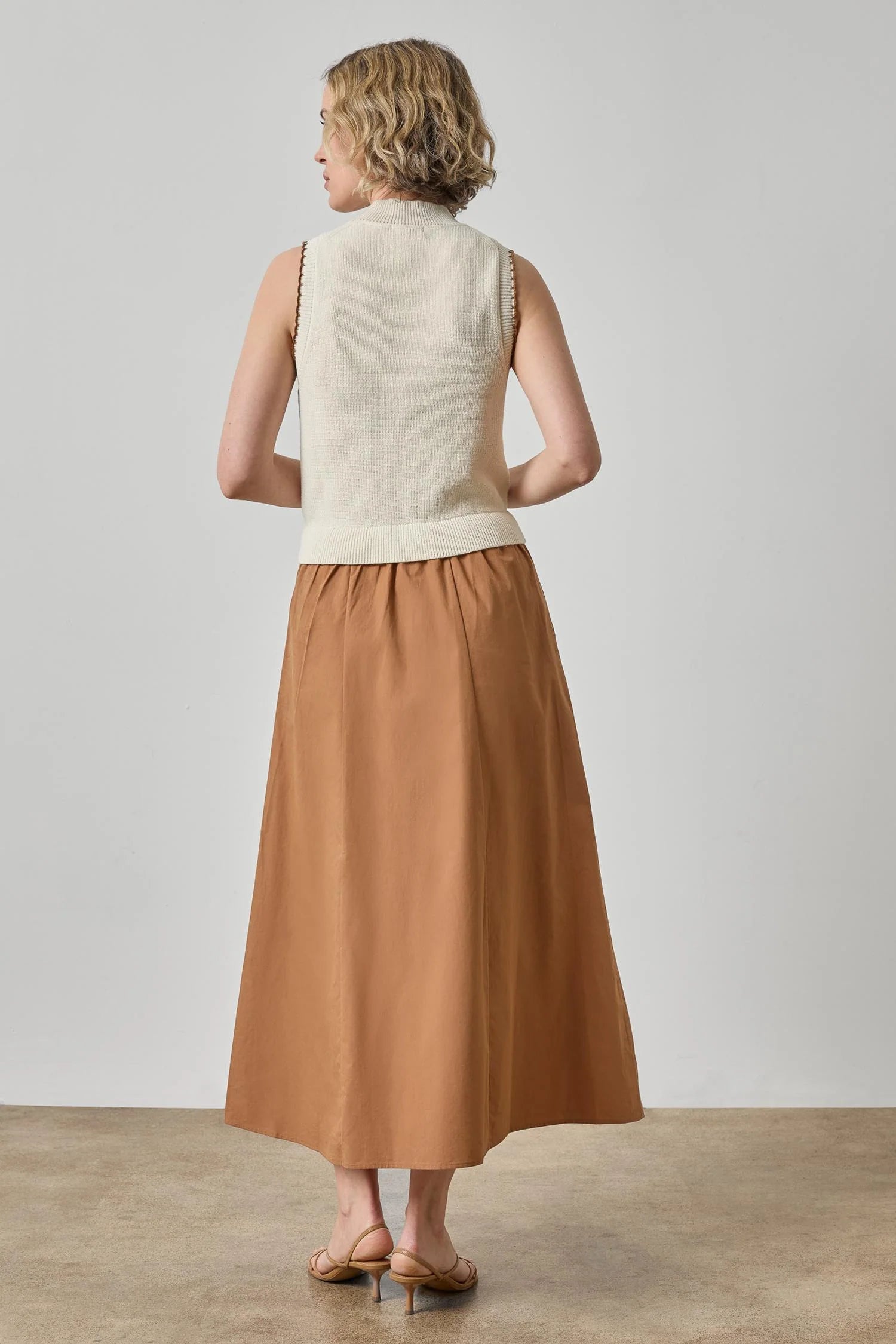 Mixed Media Mock Neck Dress - Rope