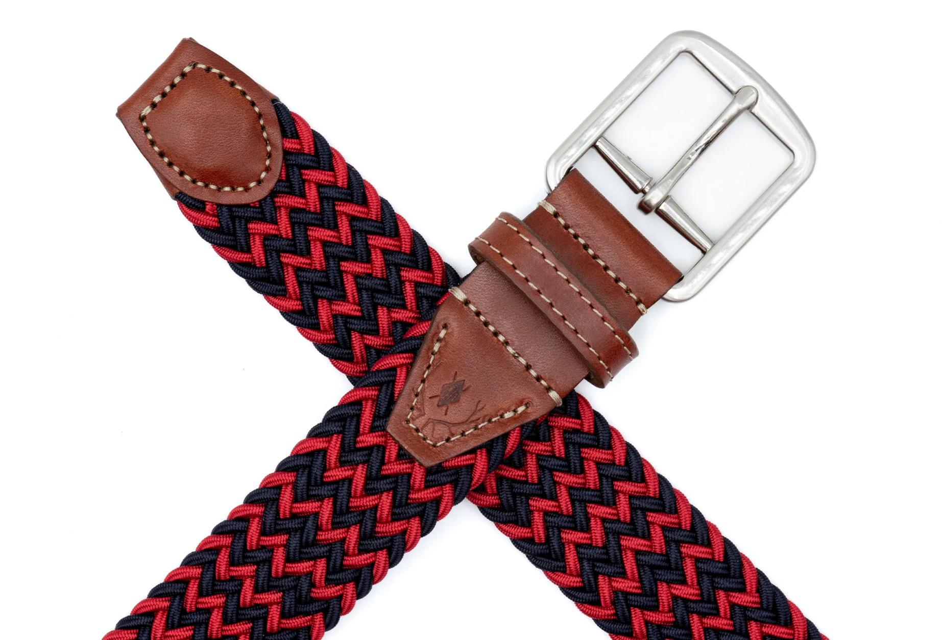 Collegiate Newport Woven Italian Belt - Red/Navy