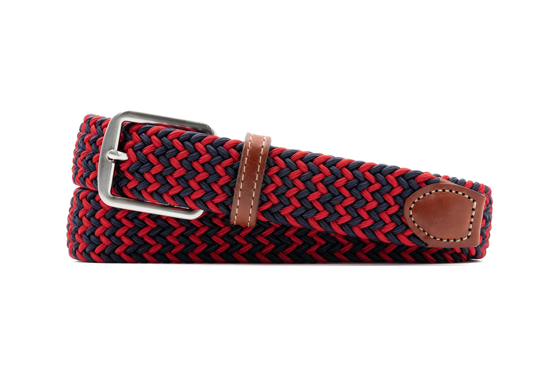 Collegiate Newport Woven Italian Belt - Red/Navy