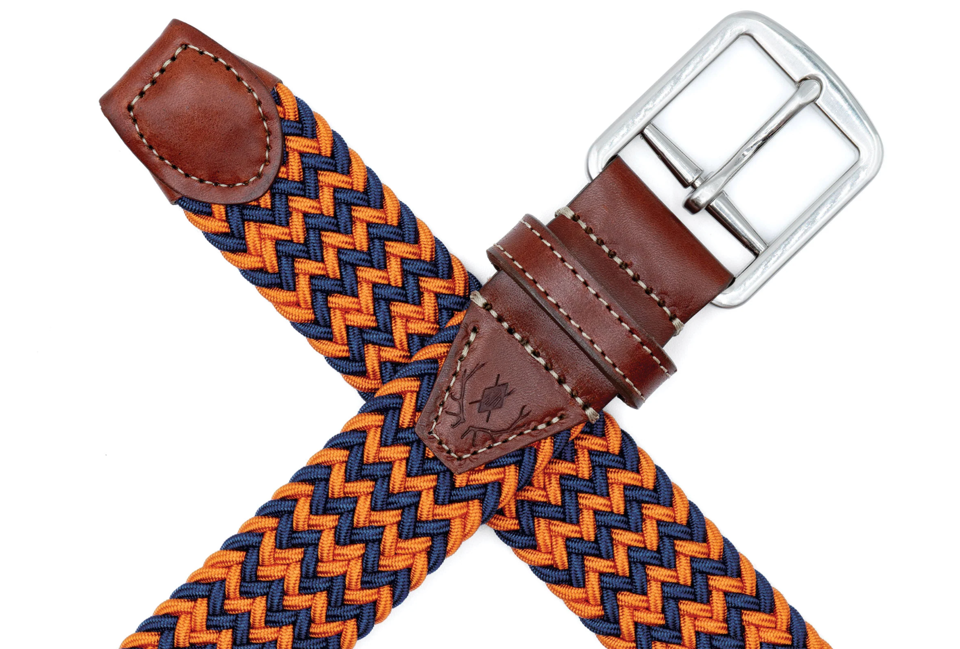 Collegiate Newport Woven Italian Belt - Navy/Orange