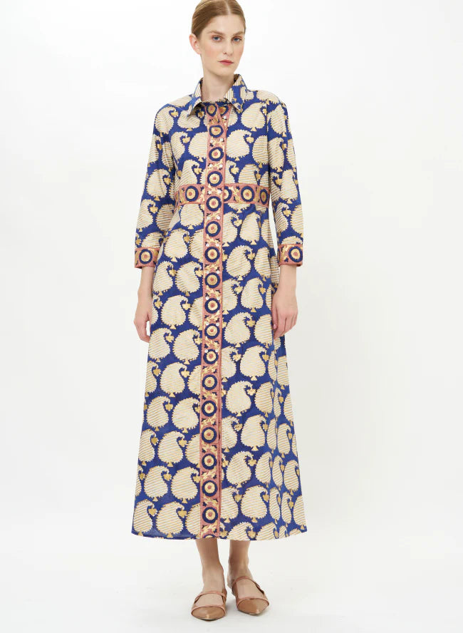 Shirt Dress Maxi - Agra Navy