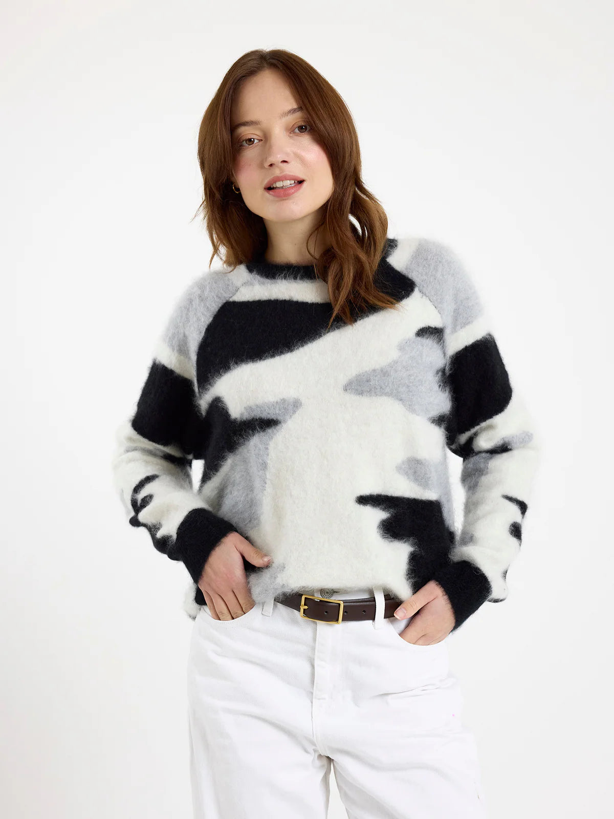 Brushed Camo Sweater - Black/Grey