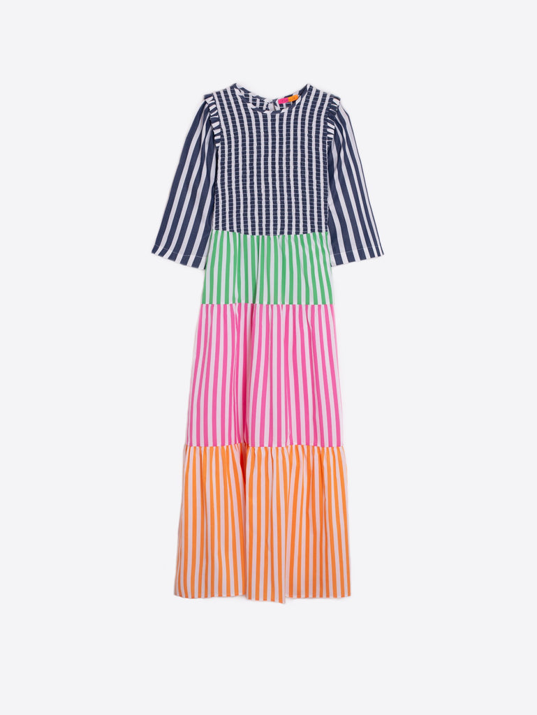 Caila Smocked Poplin Dress in Stripes