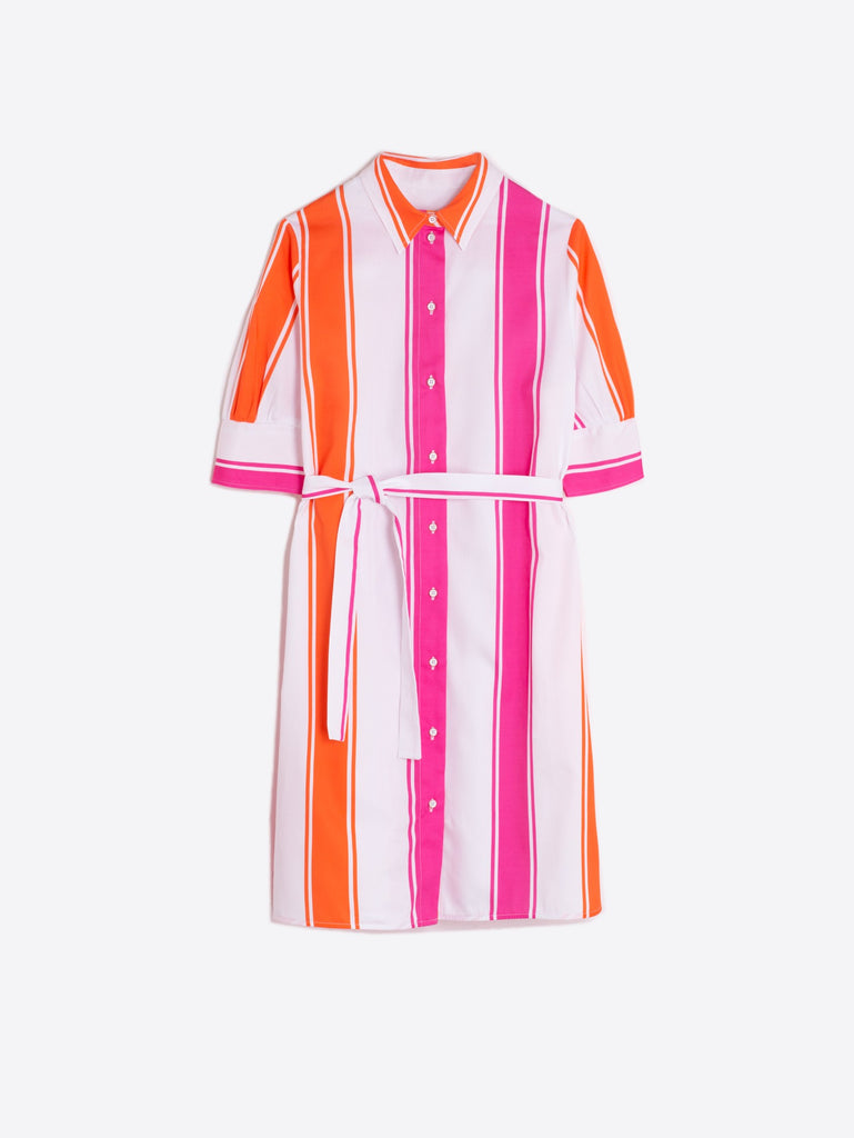Hester Mini Shirtdress in Orange and Pink Stripes