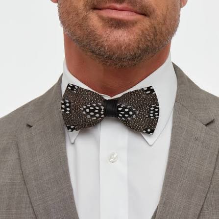 Guinea Fowl Feather Bow Tie