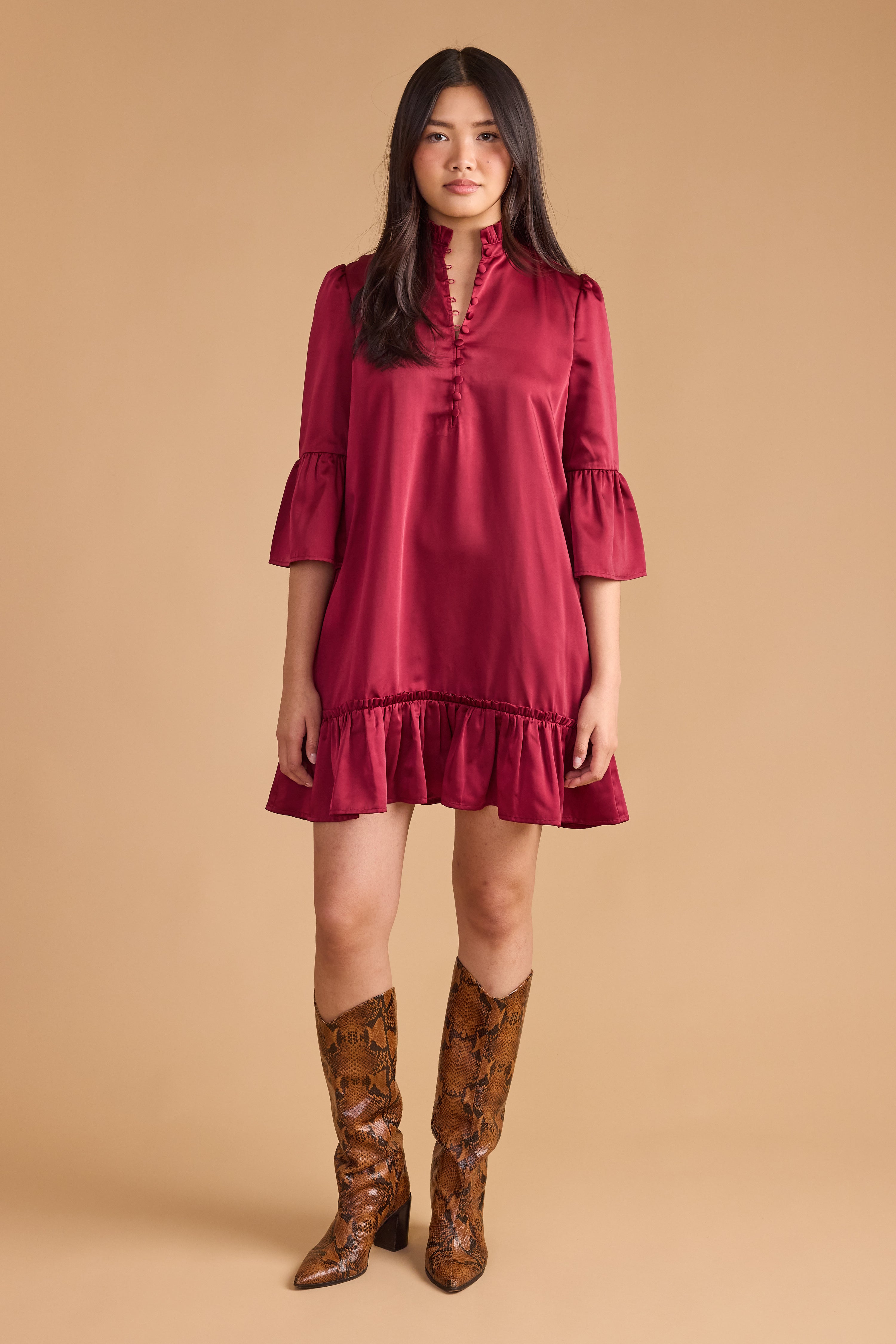 Chelsea Dress-Beet Red