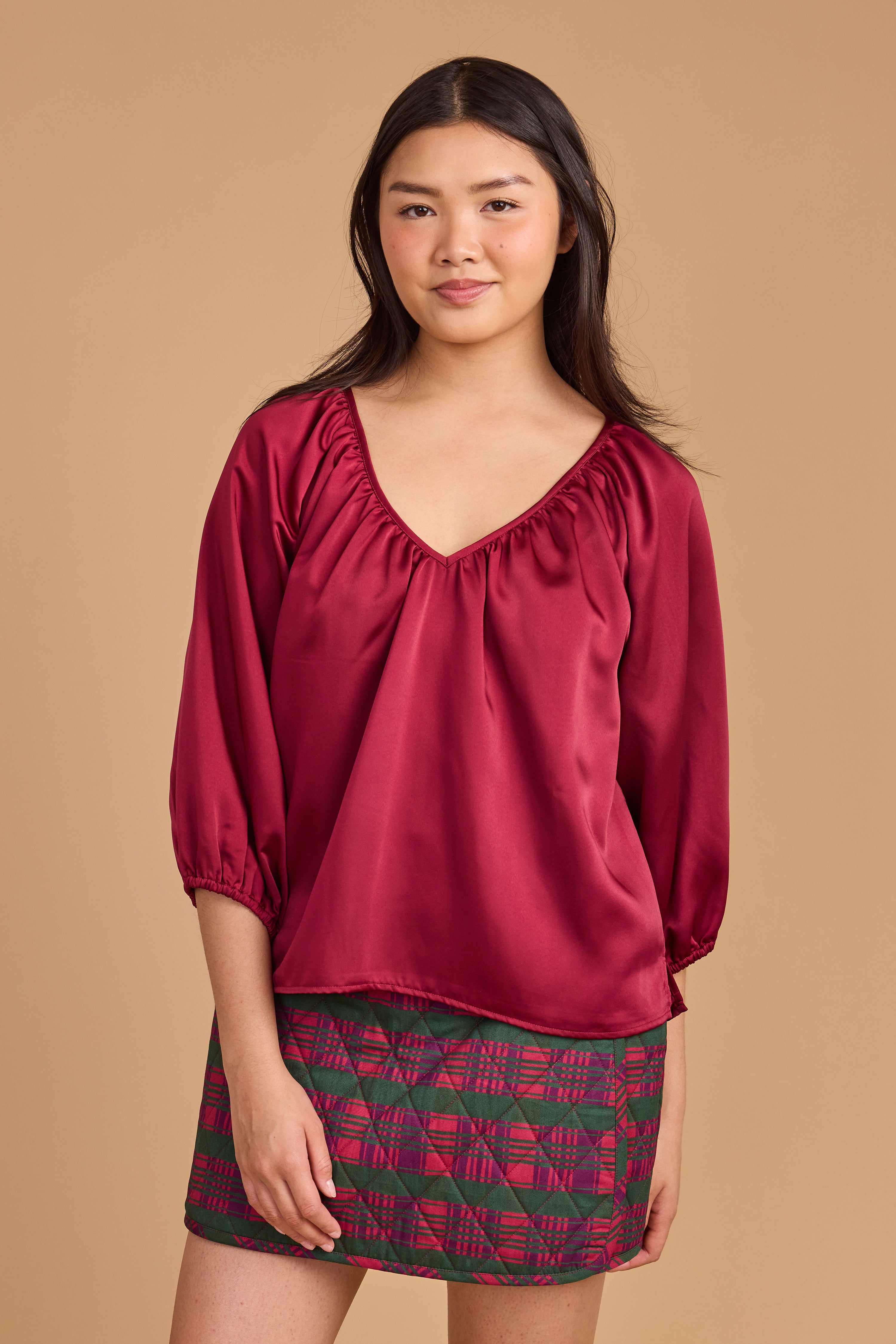 Beatrice Top- Beet Red