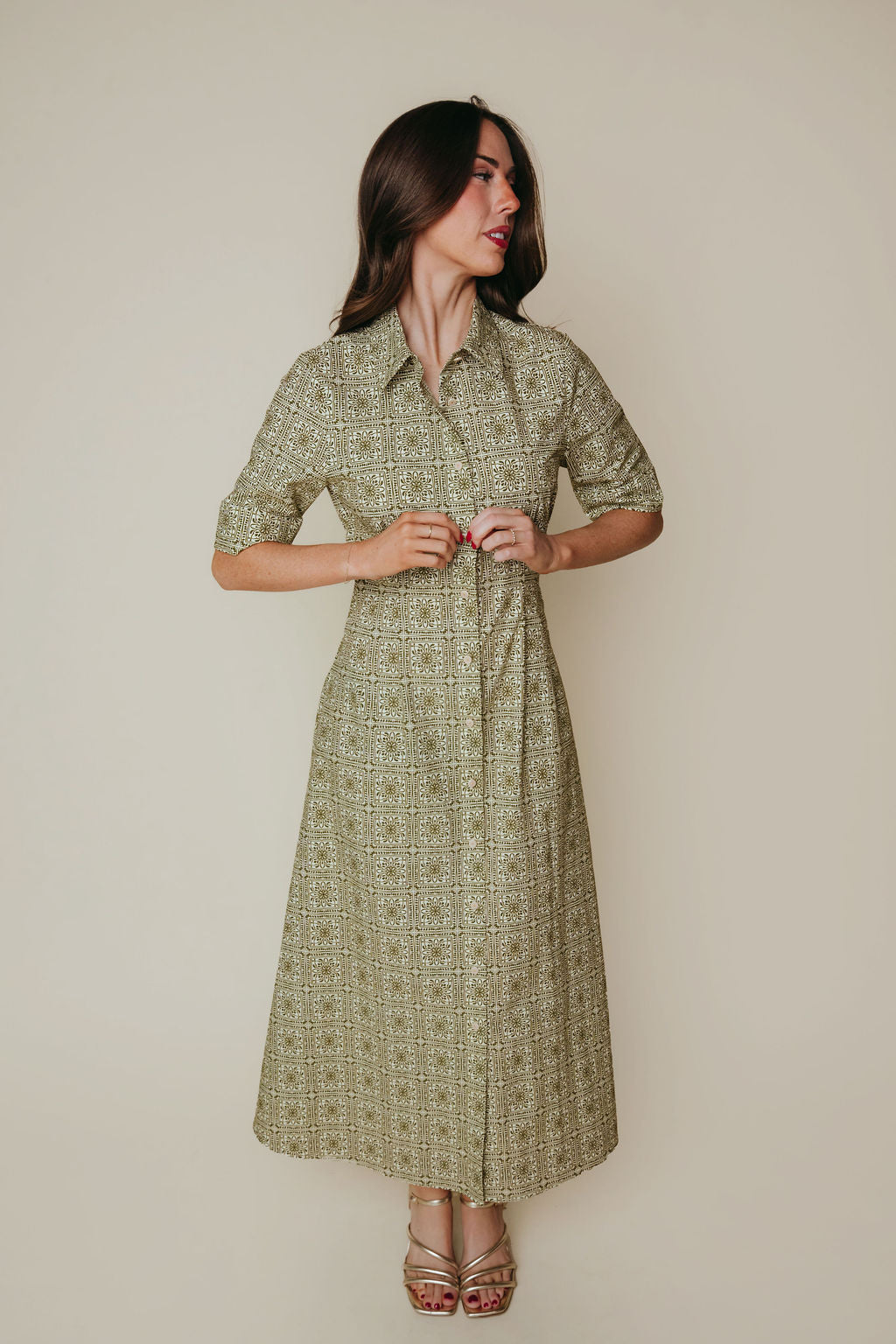 Callie Dress - Olive Tile