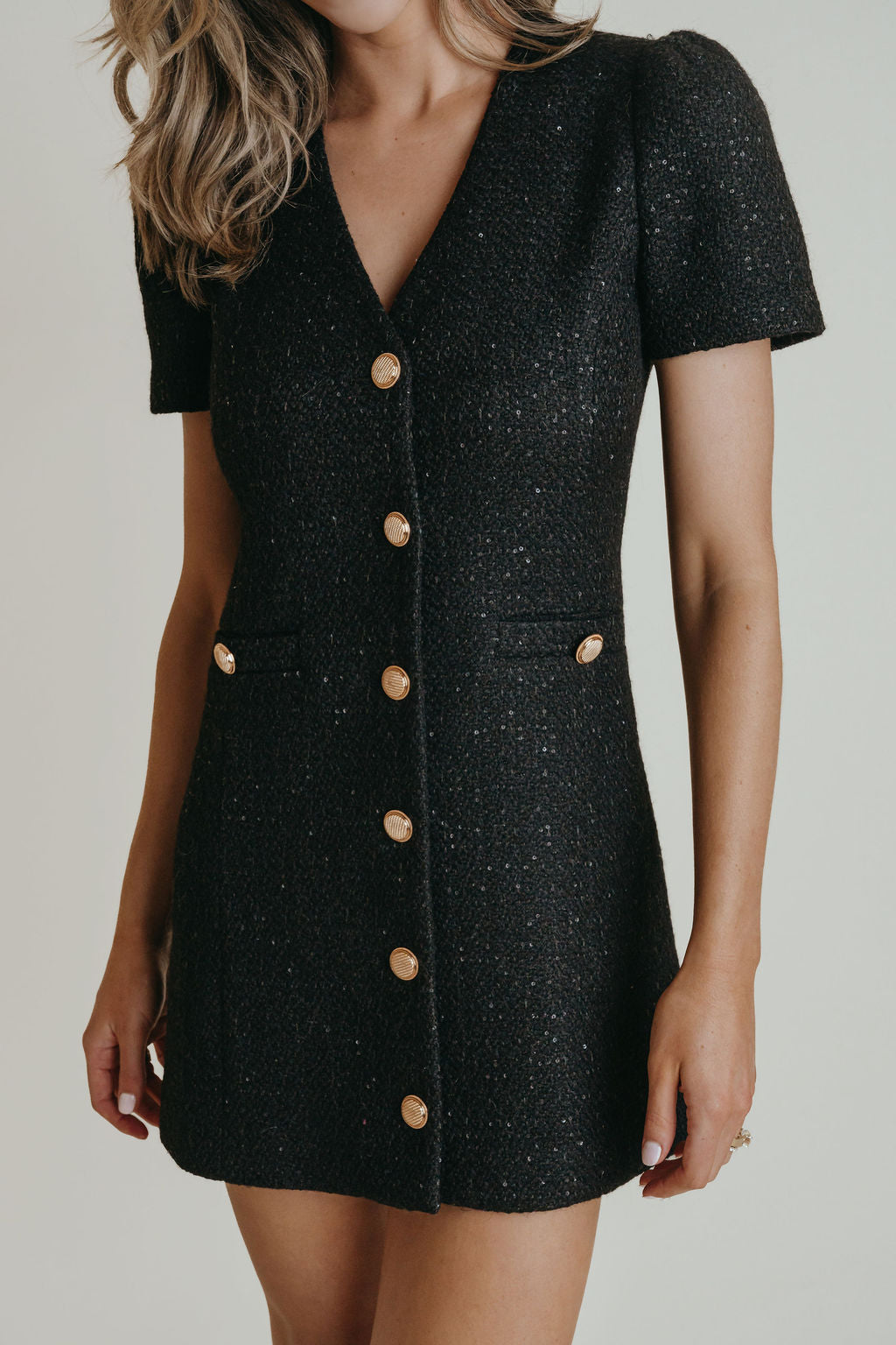Caroline Dress- Black Tweed