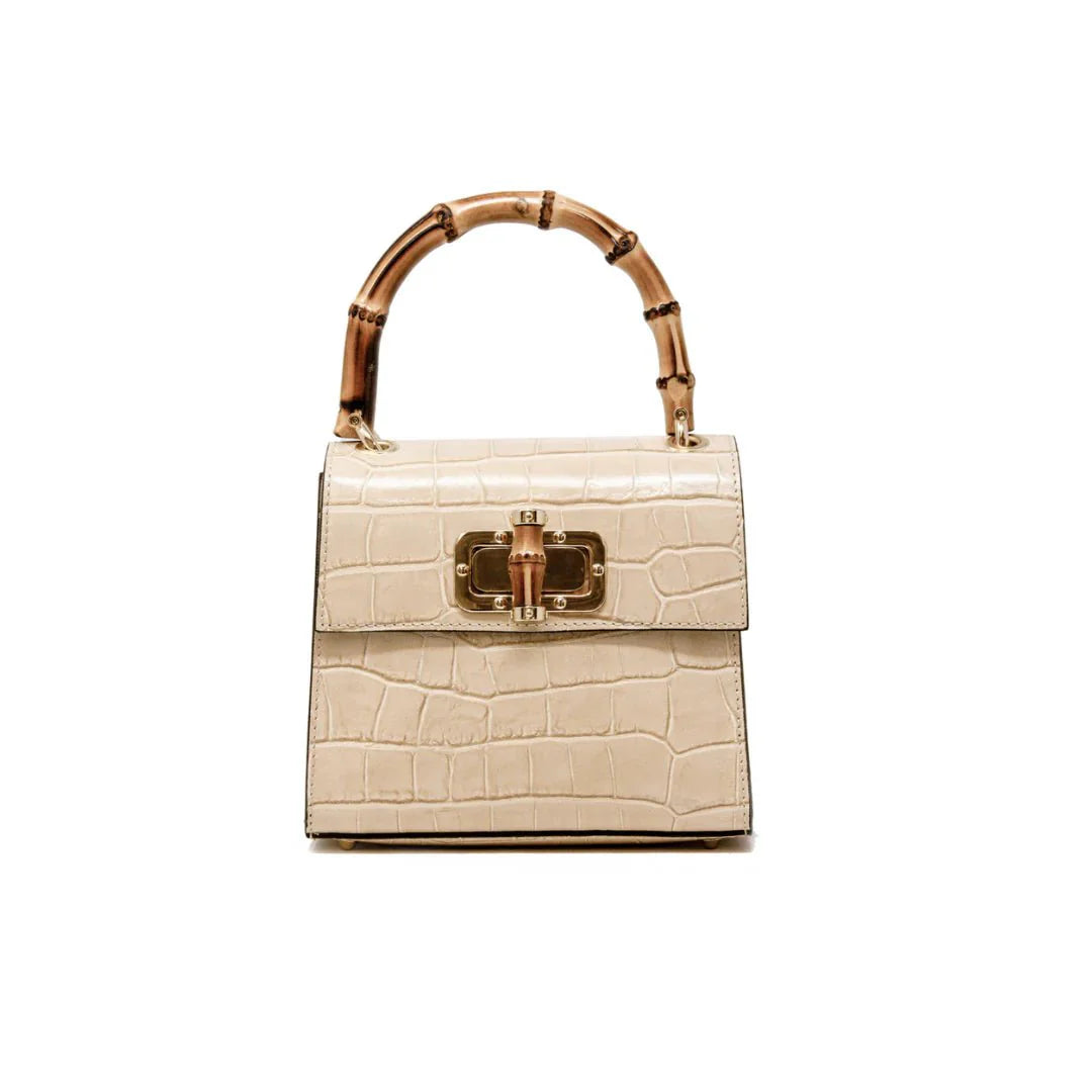 Small Bamboo Handle Bag - Beige