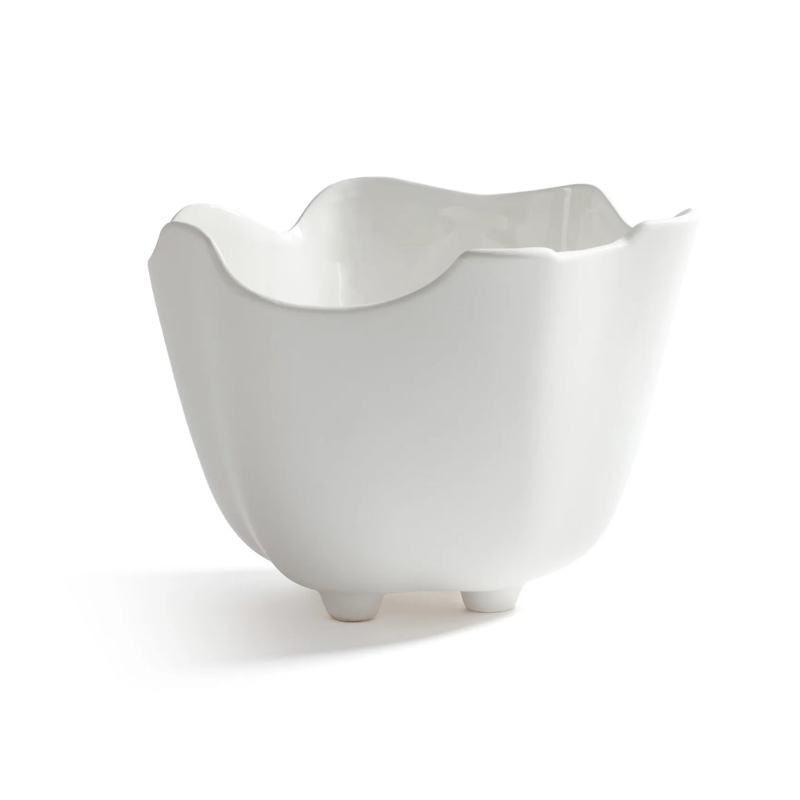 BMH - White Wavy Ceramic Ice Bucket/Planter (1)