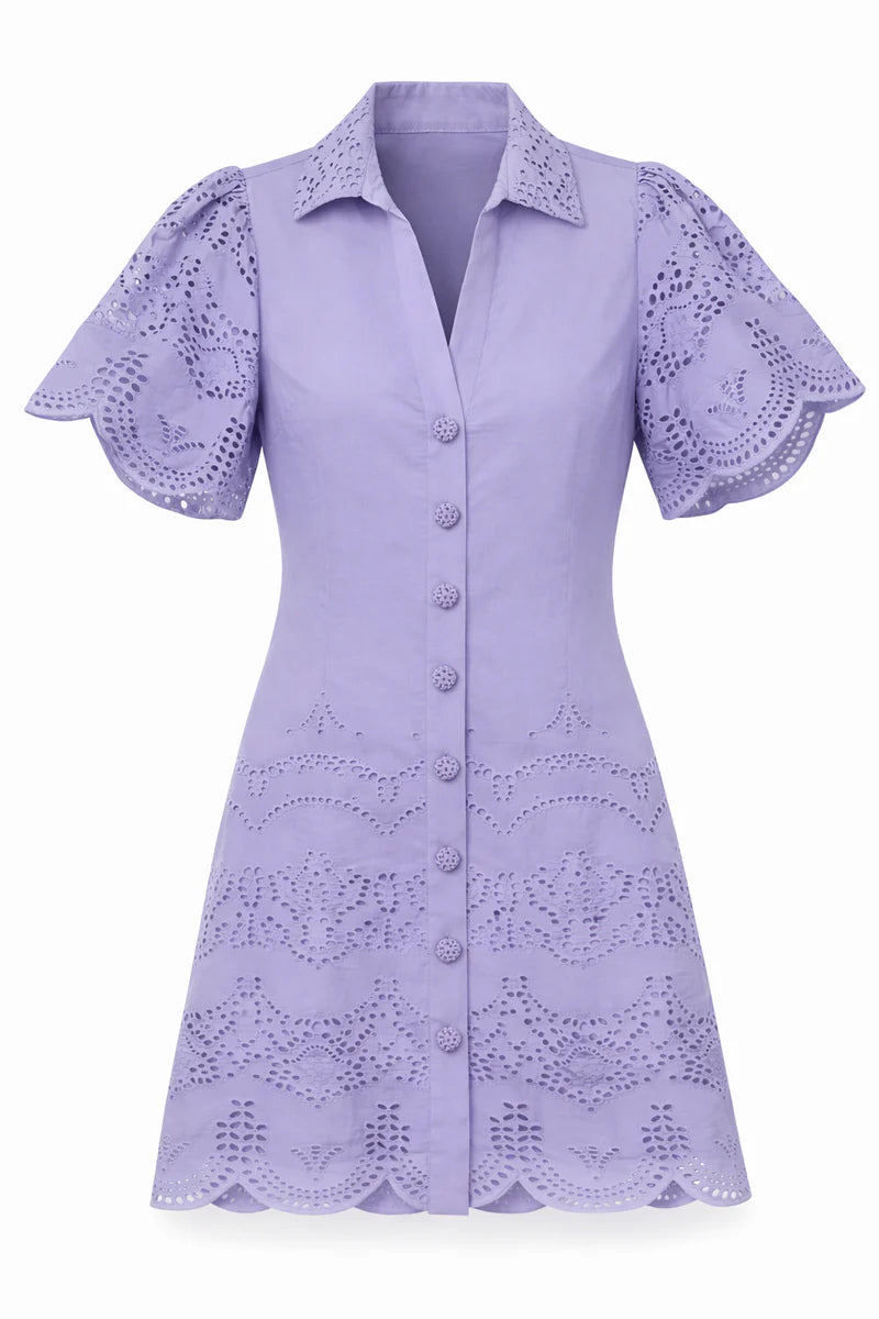 Poppy Dress - Lilac Eyelet