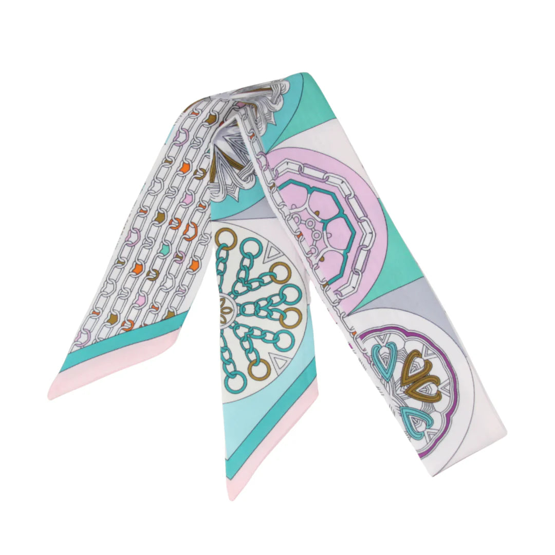 Skinny Silk Scarf - Green Kaleidoscope