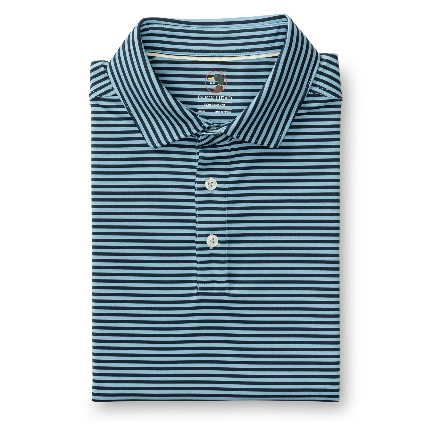 SS Long Drive Performance Polo- Kirk Stripe- Glacier Blue