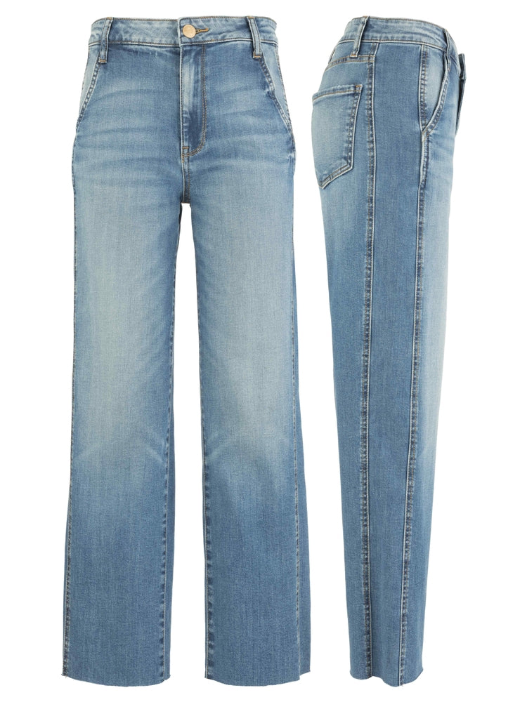 Charlotte High Rise Jean-Wide Leg w/ Raw Hem - Color: Artisan
