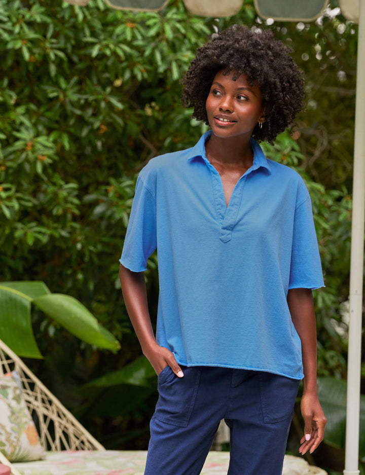 Patty Popover Henley - Sky