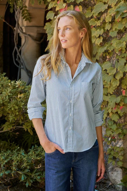 Barry Tailored Button-Up Shirt - Multi Green Stripe