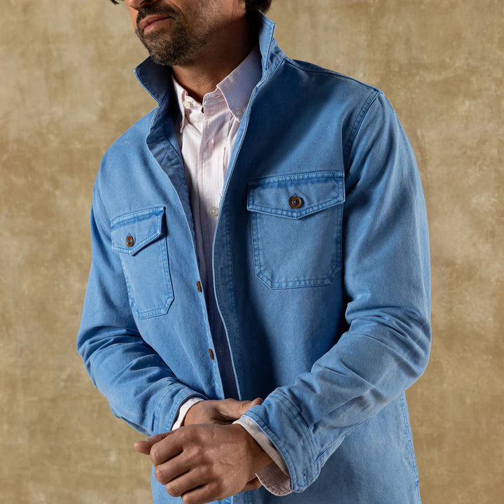 Garment Dyed Duck Canvas Jacket-Cornflower Blue