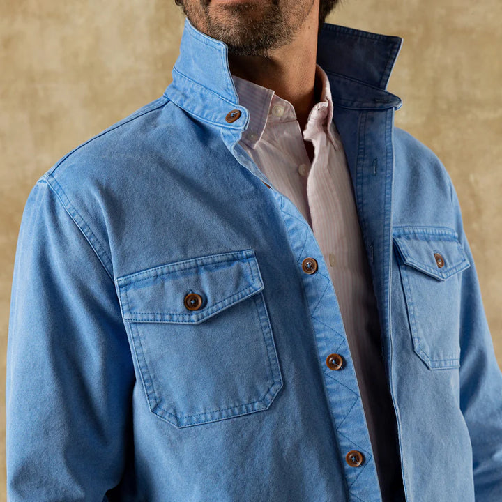 Garment Dyed Duck Canvas Jacket-Cornflower Blue