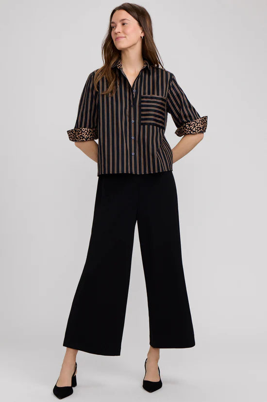 Jodie Animal Border Shirt - Black/Almond