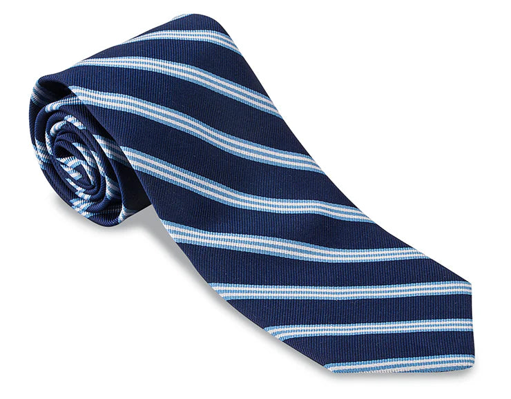 F1788- Navy/ Blue Brooks Striped Necktie