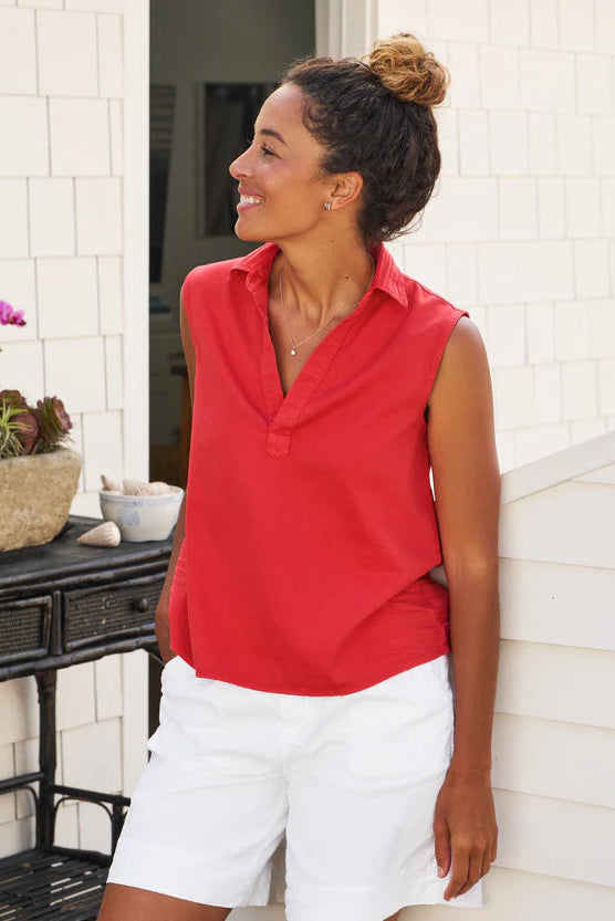 Olivia Sleeveless Polo Shirt - Cherry