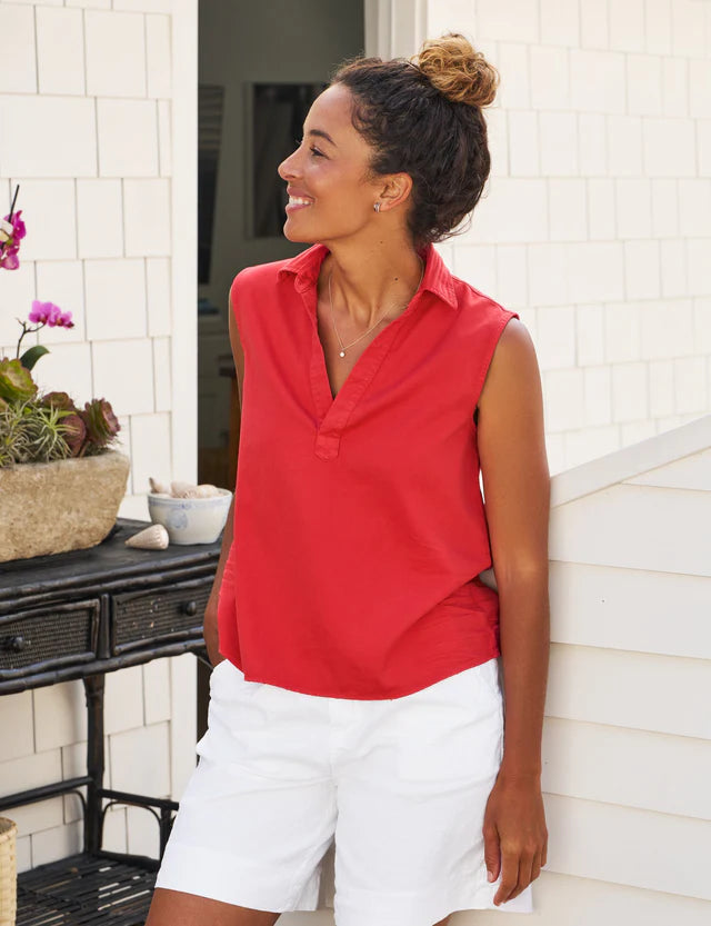 Olivia Sleeveless Polo Shirt - Cherry