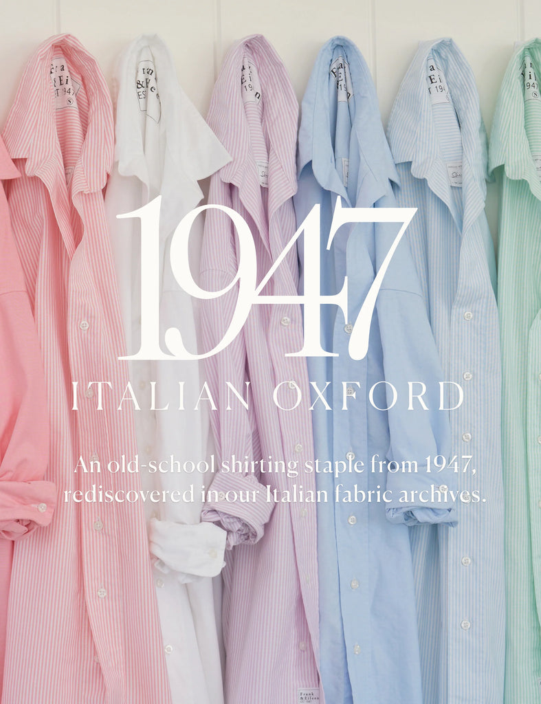 Shirley Oversized Button-Up Shirt in Purple Stripe -- 1947 Italian Oxford