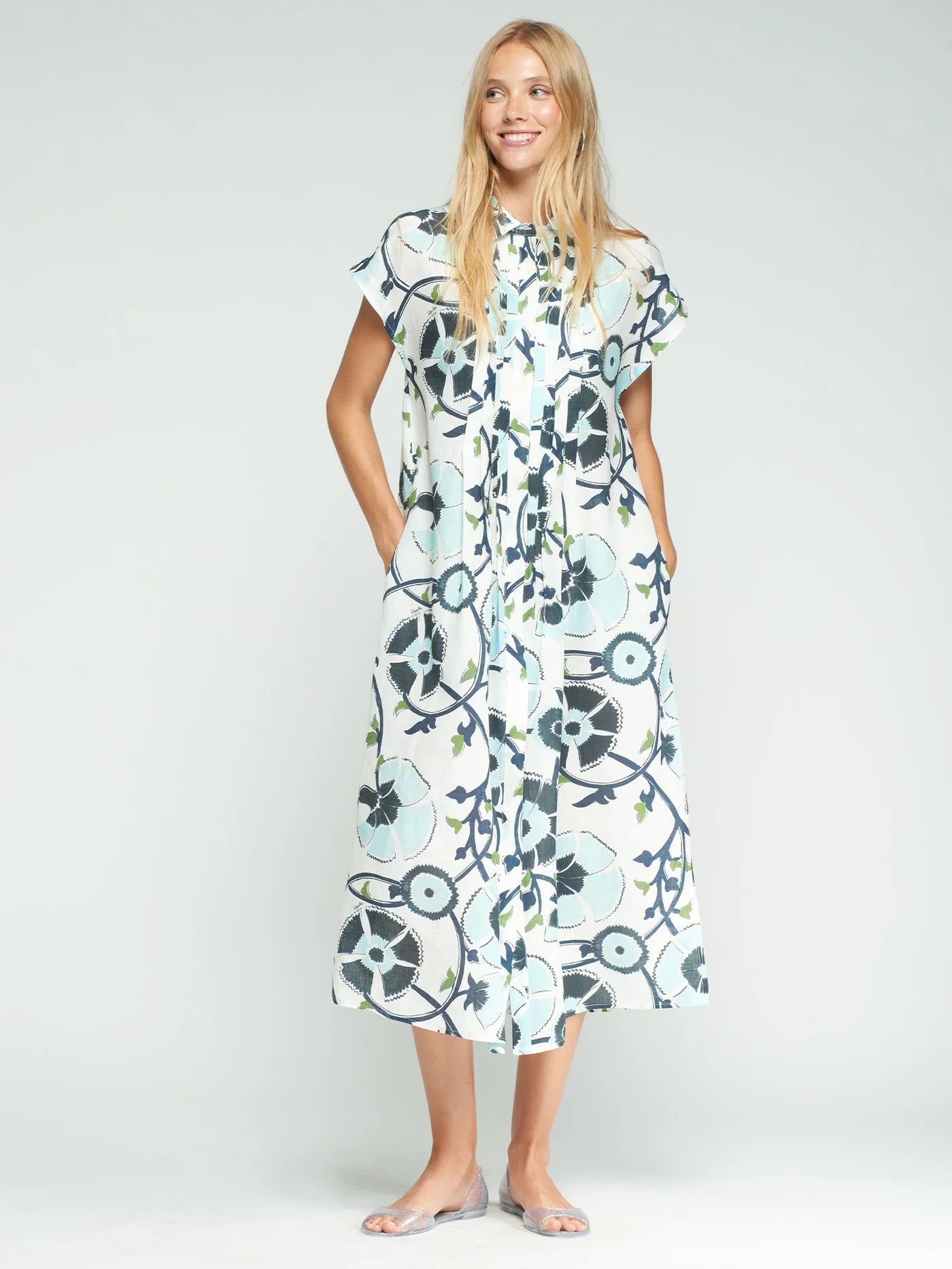Dress- 33357 Flor Azul Lino