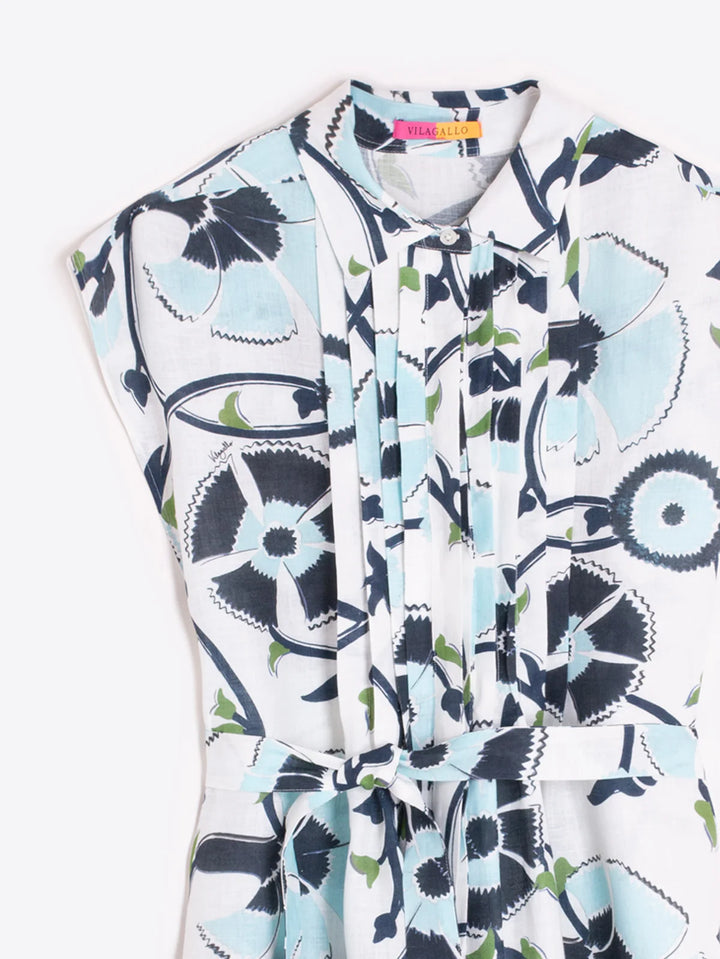 Dress- 33357 Flor Azul Lino