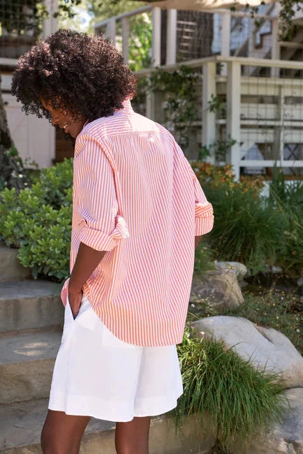Silvio Button-Up - Peach Stripe