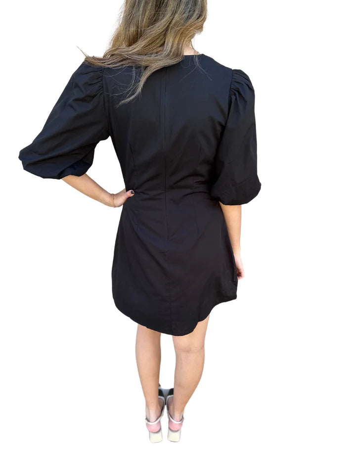 Marie Dress in Black Poplin