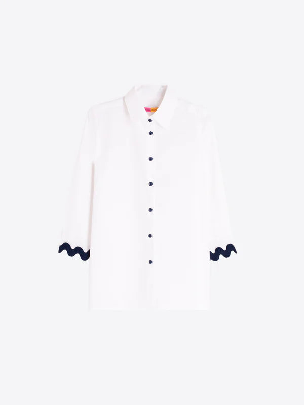 White Shirt - 33606 Navy Ribbed