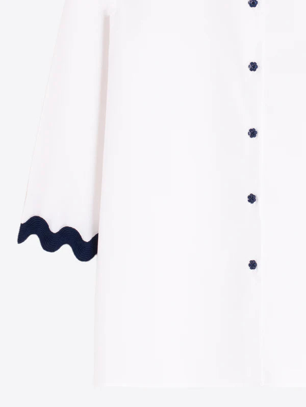 White Shirt - 33606 Navy Ribbed