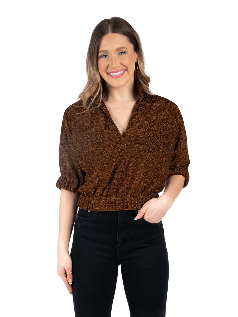 Poppy Crop Black/Gold Knit