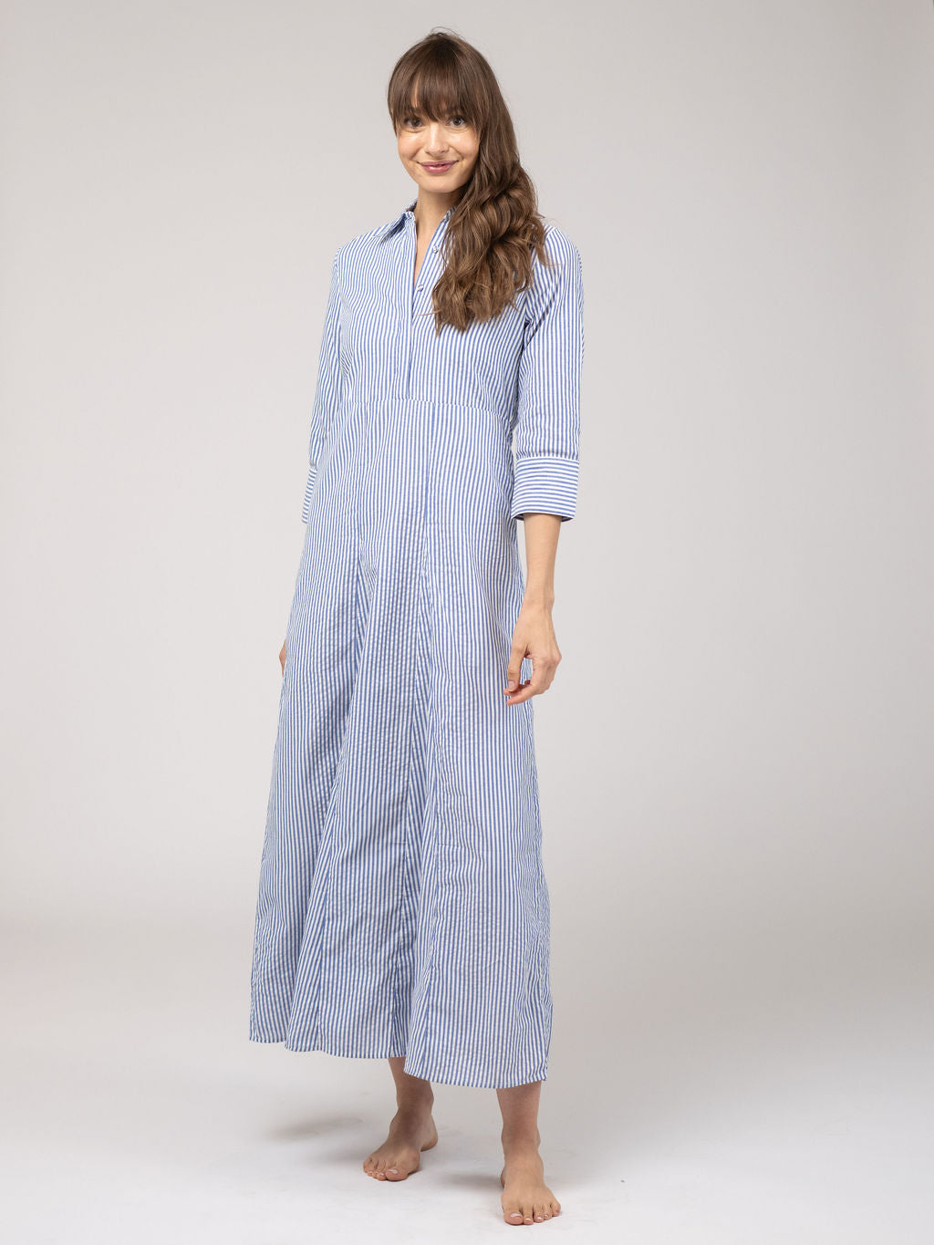 Alexa Seersucker Dress - Navy Stripe