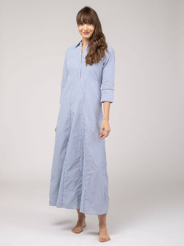 Alexa Seersucker Dress - Navy Stripe