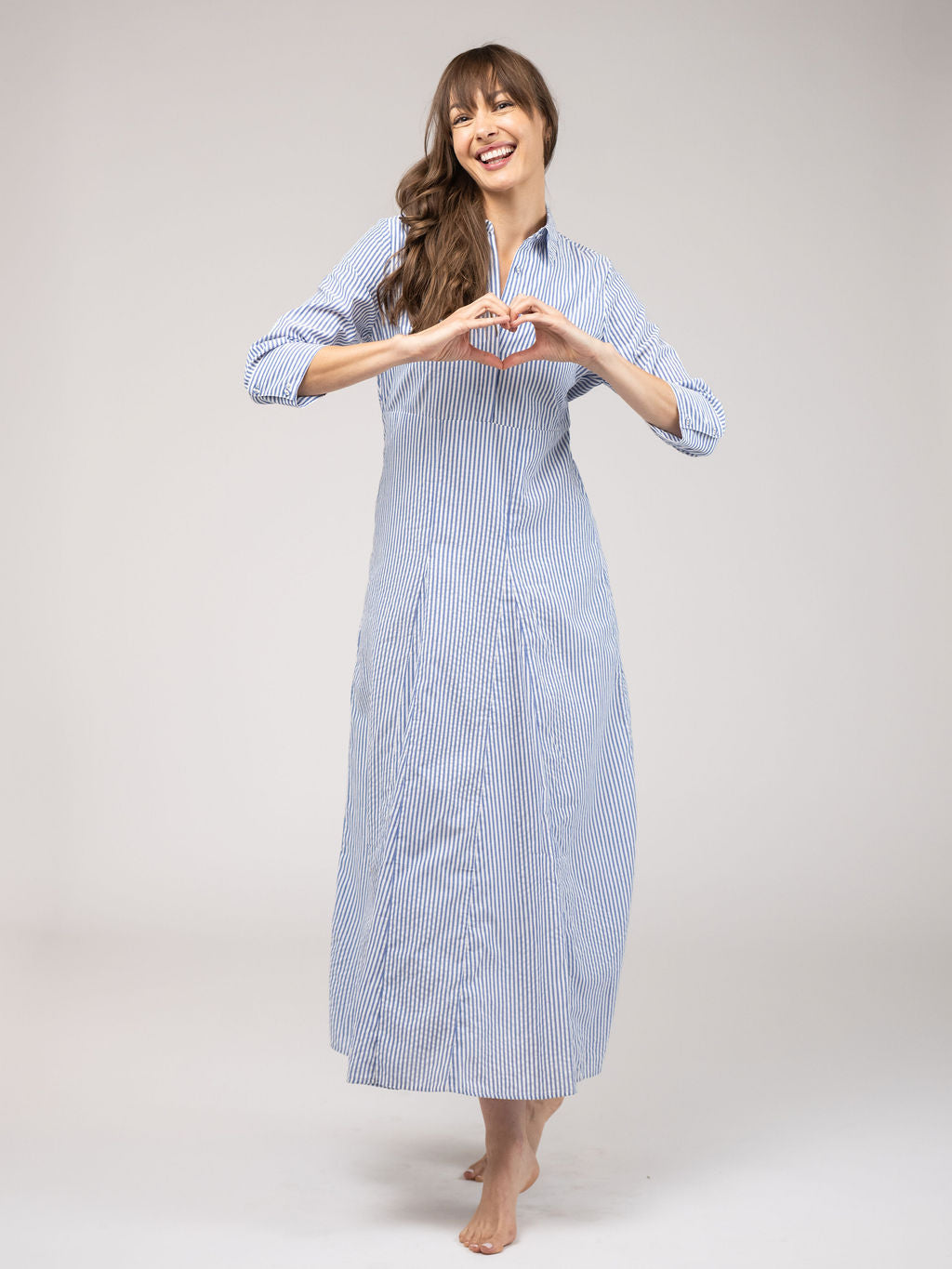 Alexa Seersucker Dress - Navy Stripe