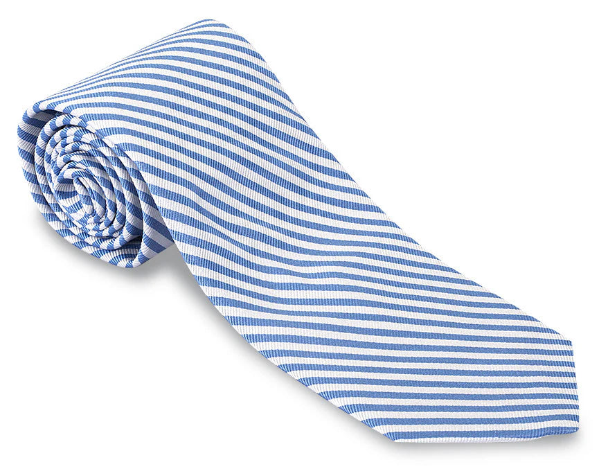 F2545 Light Blue/White Sherman Striped Necktie