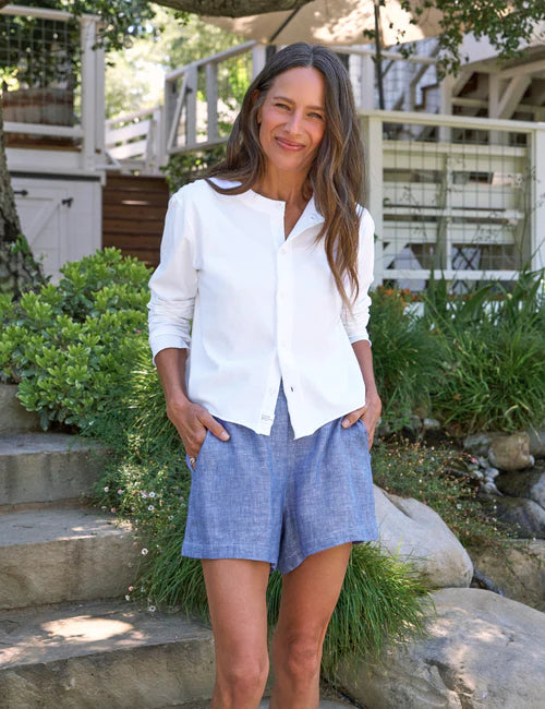 Mae Pull On Short - Navy Linen