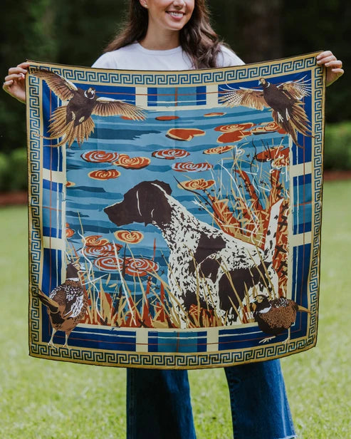 Indigo Pheasant Watch Silk Scarf
