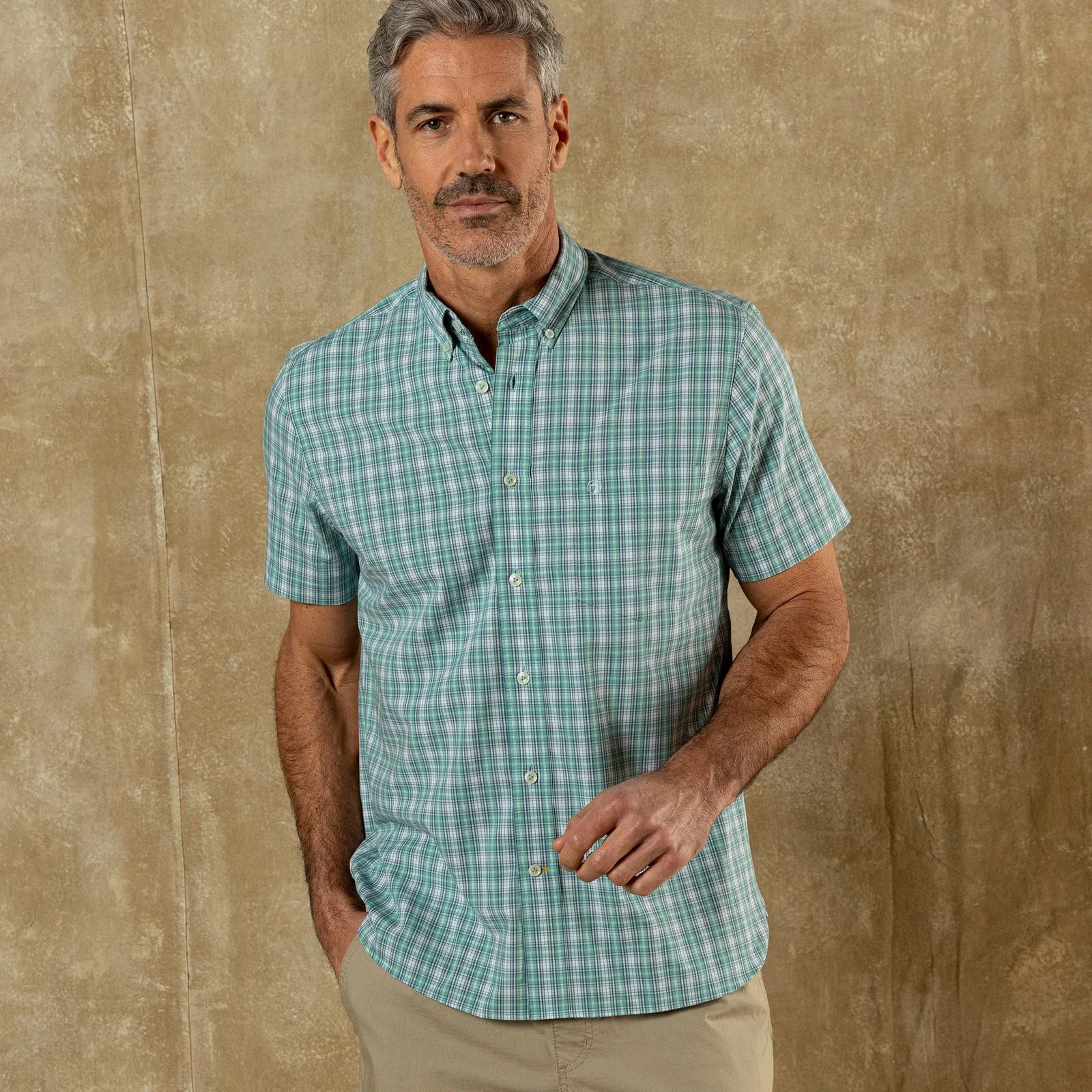 Performance Poplin Sport Shirt Forrest Plaid-Aspen Green