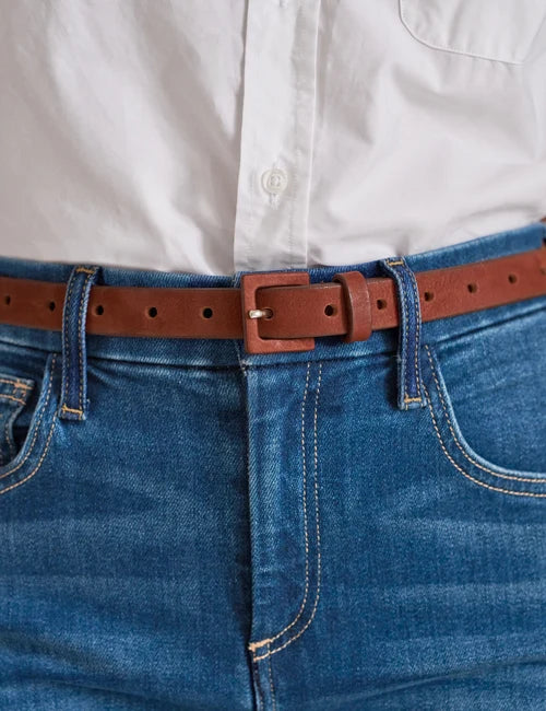 Cara Classic Italian Belt - Tobacco