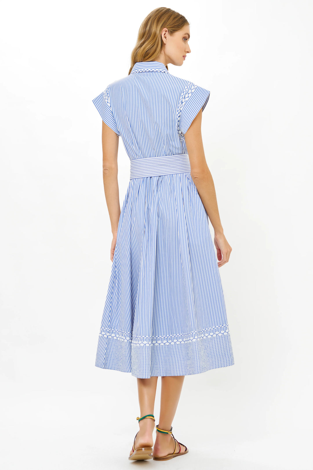 Belted Shirt Dress - Sconset Blue