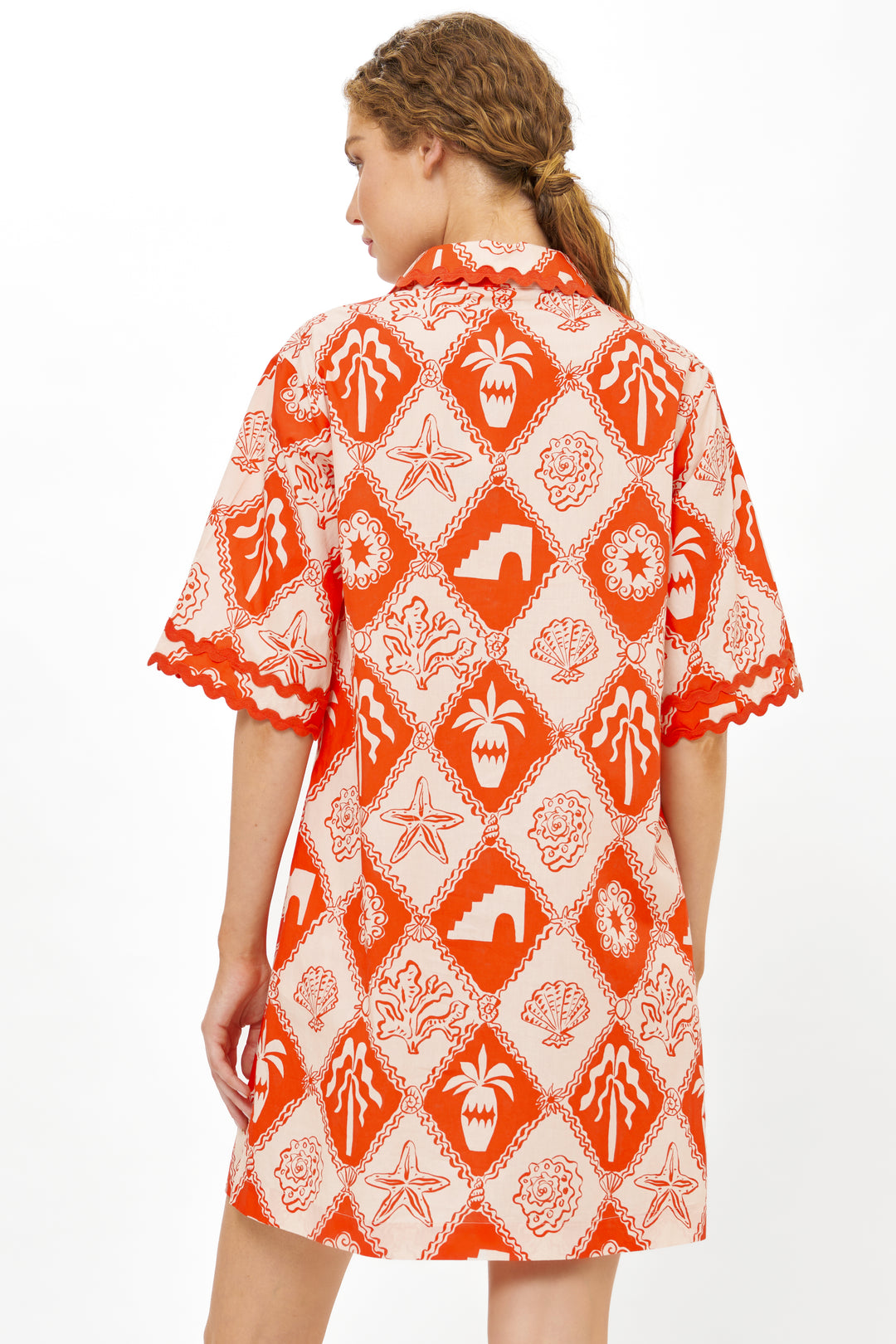 Collared Shirt Dress Mini - Asterias Red