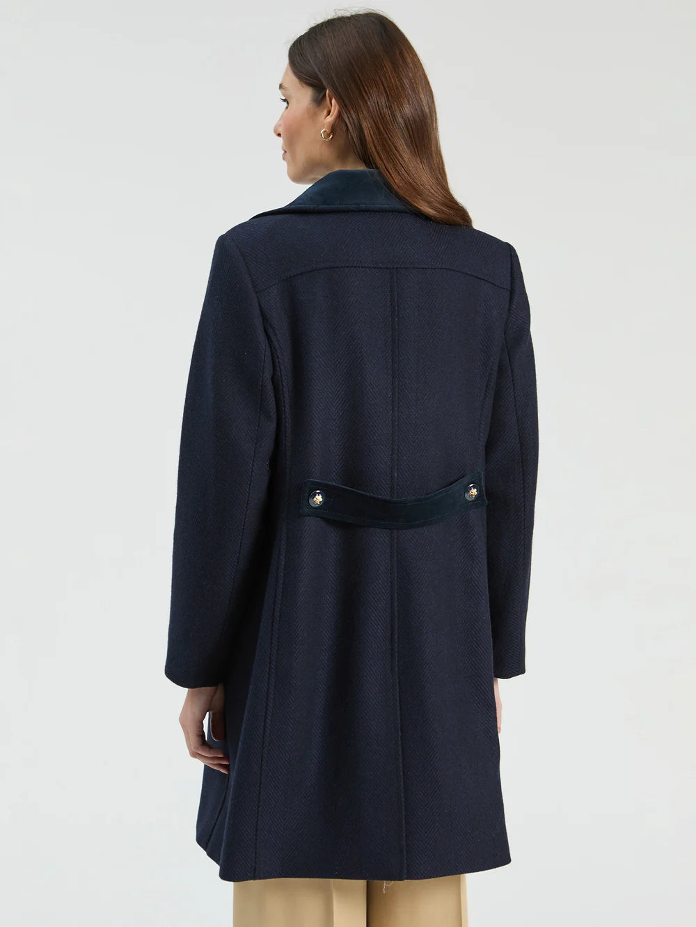 33917 Herringbone Navy Coat